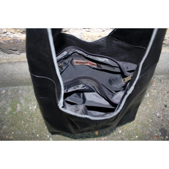 Beach Black Scoop Hobo Boho Leather Bag